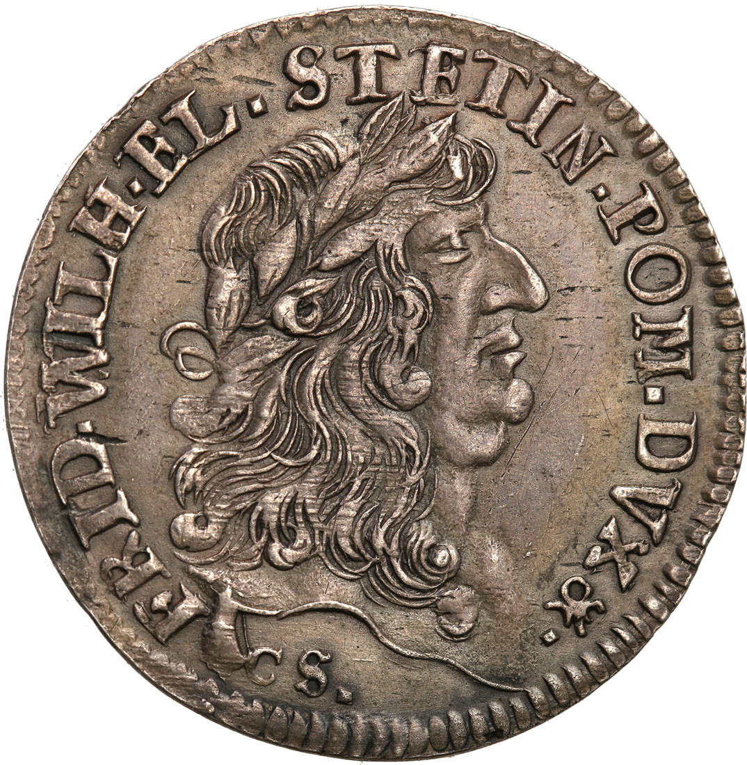 Pomorze. Friedrich Wilhelm I (1640-1688). 1/6 talara - odbitka podwójnego dukata 1677, Berlin